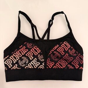 NWOT Victoria’s Secret PINK Ultimate Unlined Logo Sports Bra/Bralette Black